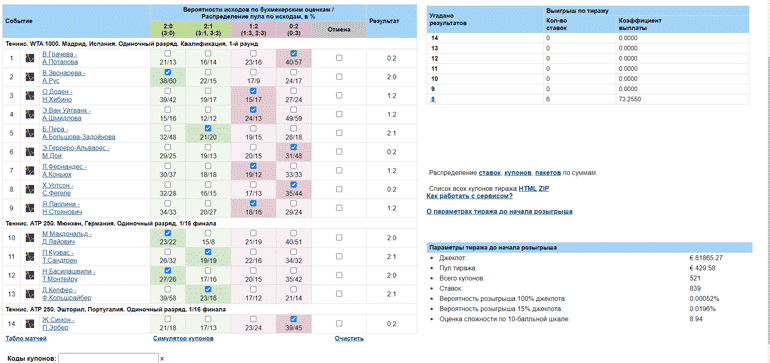 Инфо сервис Марафон тото